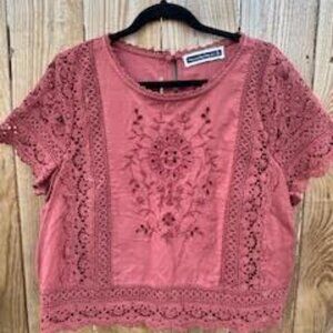 NWOT Abercrombie & Fitch Coquette Lace Crop to Waist Top Size XL